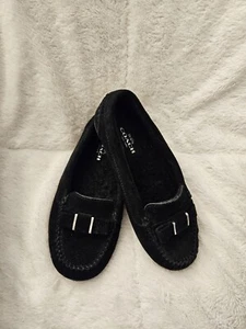 COACH ALISHA WOMEN'S SHOES BLACK SUEDE FUR INSIDE MOCCASINS FLAT US SIZE 5 B  - Picture 1 of 14