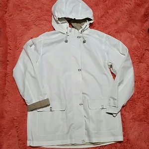 Enna Jetticks Sz L Jacket Womens Hood White Lightweight Travel Vacation Pockets - Picture 1 of 5