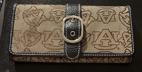 Auburn University Womens Sandol Wallet Navy & Tan With AU Logo Designed Cover Cover