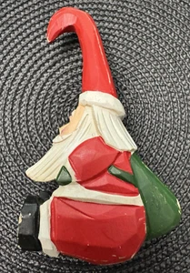 Vintage Hand Carved Wooden Rustic Folk Art Santa Christmas Decoration 6" - Picture 1 of 9