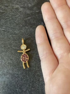 14KT GOLD EP BOY FEBRUARY PURPLE CRYSTAL LARGE BIRTHSTONE KIDS PENDANT CHARM - Picture 1 of 1