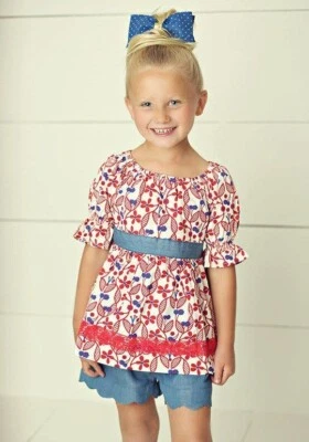 Matilda Jane CRIMSON CUTIE Top 2 Rojo Floral Campesino Encaje Hola Encantador  Foto 1 de 4