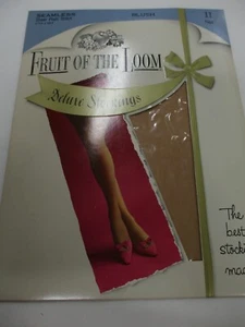 1PR VINTAGE FRUIT OF THE LOOM RHT SHEER FLAT KNIT NYLON STOCKINGS 11 LONG BEIGE - Picture 1 of 4