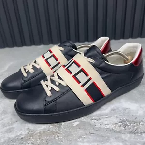Gucci Ace Stripe Sneaker Schwarz Leder 9,5 G oder 10 US oder 43,5 EUR - Bild 1 von 24