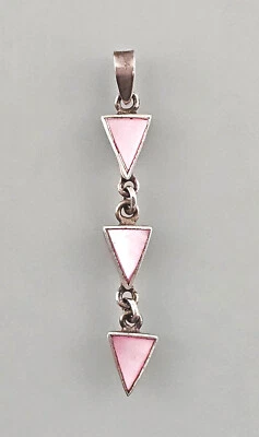 a-9225101 Silberner Perlmutt Anhänger 925er Silber Dreiecke 1,71 g L 4,8 cm - Bild 1 von 4