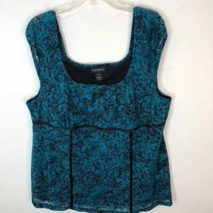 Lane Bryant Damen blau schwarz Spitze gefüttert ärmellos Baby Puppe Top Größe 18/20 - Bild 1 von 12