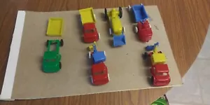 VINTAGE 1950'S WANNATOY PLASTIC TOY TRUCKS LOT OF 5 Construction Rare white rims - Picture 1 of 7