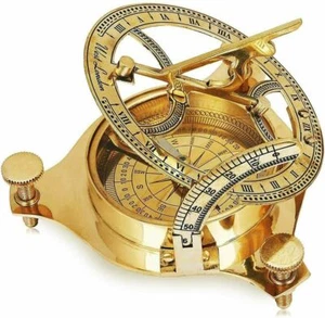 Marine Handmade Brass Sundial Compass 4 Inch Nautical Maritime Vintage Golden - Picture 1 of 5
