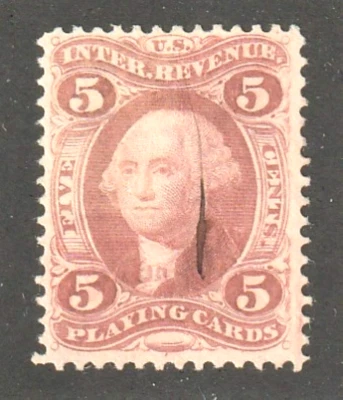 U.S. Revenue ~ Scott R28c ~ 1863 ~ 5c Red ~ PLAYING CARDS ~ USED - Image 1 of 2