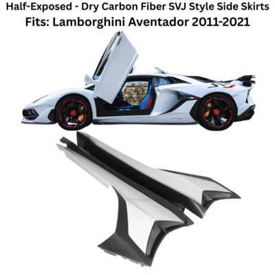 Half-Exposed Dry Carbon Fiber SVJ Style Side Skirts Lamborghini Aventador 11-21 - Image 1 of 4