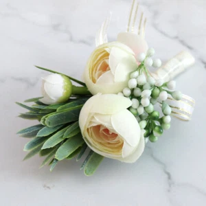 10PCS Boutonniere Brooch Flower Corsage Groom Bridesmaid Wedding Party - Picture 1 of 6