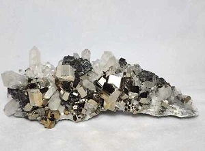 Glistening Pyrite Cubes and Captivating Quartz Points - Picture 1 of 9