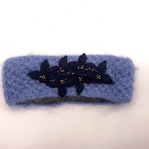 French Knot Wool Blue With Flower Design Made Nepal - Picture 1 of 6