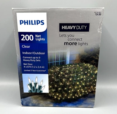 Philips 200ct 4' x 8' Heavy Duty Net Lights Clear W/ Green Wire Indoor & Outdoor - Image 1 of 4