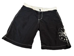 EXPRESS SWIM Mens LINED SWIM SHORTS COTTON/NYLON Black & White Medium - Picture 1 of 3