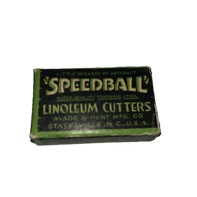 Vintage Speedball Linoleum Cutter Blades 2 Open Box Used . Advertisement Box - Image 1 of 4