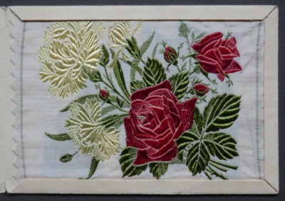 RED ROSE and CARNATION Kensitas Wix 1933 Postcard Silk Flowers - Image 1 of 4