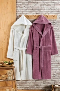 Pack Of 2 High Quality Turkish Cotton Hooded Bathrobe Unisex By Airol Limited - Picture 1 of 2
