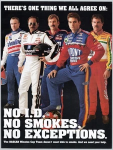 NASCAR Drivers Anti-Smoking Ad 1990s Vintage Original Magazine Print - Picture 1 of 5