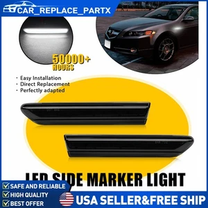 For 2004-08 Acura TL 2PCS Front White LED Side Marker Lights Lamps Smoked - Picture 1 of 14