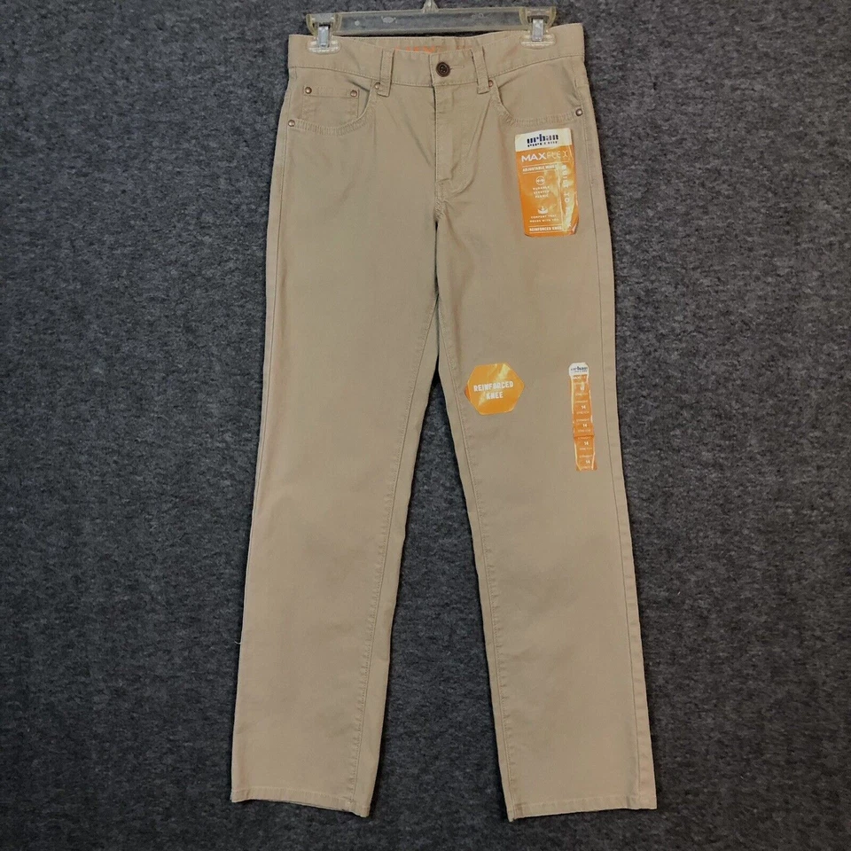 Pantalones de mezclilla escolares URBAN PIPELINE Max Boy 14 tostados/caqui cintura ajustable nuevos Foto 1 de 4