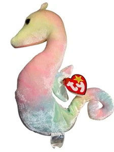 Ty Beanie Baby Neon Seahorse Plush Toy 1999 Pastel Collectible Stuffed Animal - Picture 1 of 12