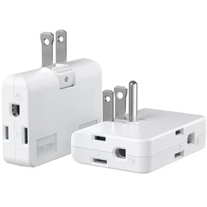 2-Prong/3-Prong Swivel Adapter, Polarized Grounding Converter with Flat Wall ... - Picture 1 of 8
