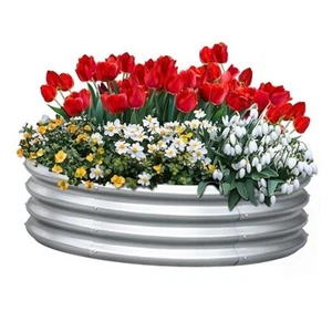 Raised Garden Bed Galvanized Round Planter Box Outdoor for Gardening, Plants, - Picture 1 of 7