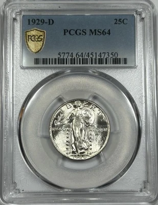 1929-D Standing Liberty Quarter PCGS MS64 Bright White Luster - Image 1 of 4