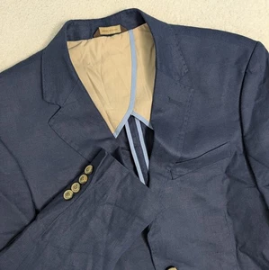 Tasso Elba Men’s Linen Sport Coat Blazer Blue Size M 100% Linen Casual Jacket - Picture 1 of 11