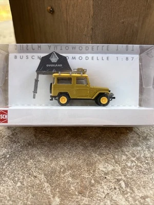 Busch 43007 1953 Toyota Land Cruiser w/Rooftop Tent Khaki Tan HO Scale 1:87 EUC - Image 1 of 4