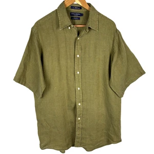 Daniel Cremieux Men Short Sleeve ButtonUp Shirt Sz L 100% Italian Linen Tailored - Picture 1 of 7