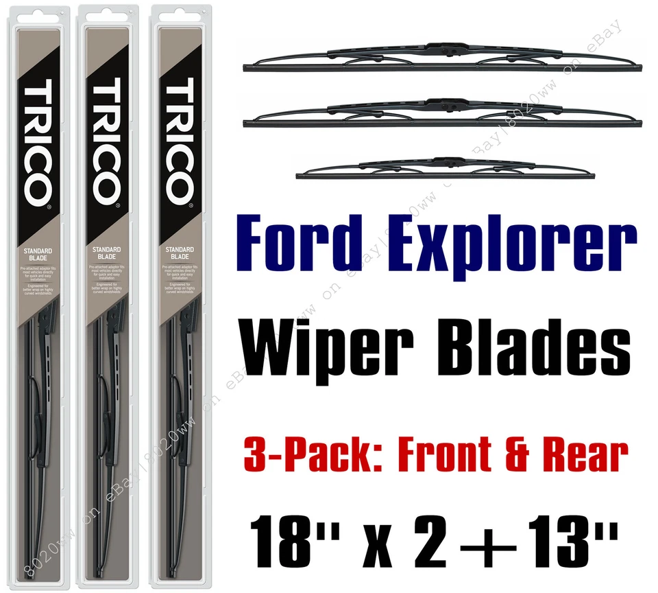 Juego completo de 3 escobillas limpiaparabrisas Ford Explorer 1991-2001 18" x 2 +13" - 30180x2/30130 Foto 1 de 1