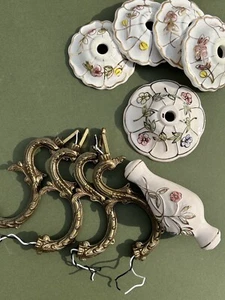 Vintage Capodimonte Chandelier Parts Including Bobeches And Brass Arms - Picture 1 of 8