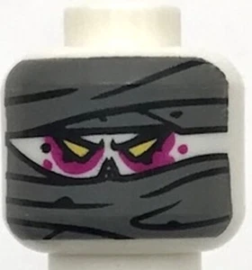 Lego New White Minifigure Head Dual Sided Alien Dark Bluish Gray Mummy Wrapping - Picture 1 of 2