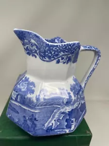 Italian Pattern Octagonal Hydra Blue & White 4.5" Jug Spode ~1911 UK Handle Dogs - Picture 1 of 8