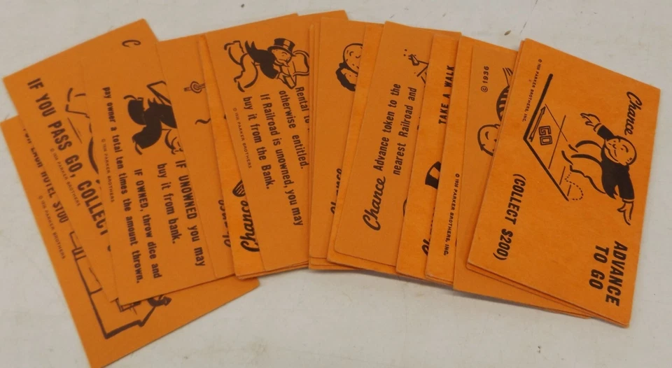 Винтажный набор из 19 карт шансов Монополия авторское право 1936 сменные игровые предметы - Изображение 1 из 1