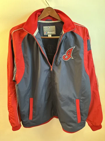 Cleveland Indians Majestic Dugout Full Zip Jacket Chief Wahoo Patch Size XL Cover
