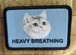 Schwer atmende Katze Meme Fat Pride 2"x3" Klett taktische Moral Patch lustig - Bild 1 von 4