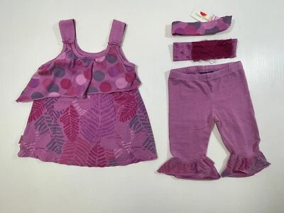 Camiseta sin mangas Naartjie Niñas Pequeñas Púrpura 100% Algodón Túnica Pantalones Cortos Diademas 3  Foto 1 de 4