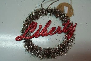 Ragon House Vintage Inspired Patriotic 4thJuly AmericanaTinsel Liberty Wreath 5" - Picture 1 of 1