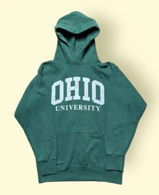 Vintage Ohio University 1990s Hoodie Sweatshirt Men’s Small Green Vtg Bobcats - Image 1 of 4