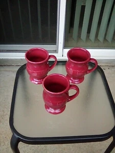 6 - LONGABERGER POTTERY VITRIFIED Red Large Mugs - Picture 1 of 9