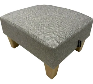 Footstool / Pouffe / Stool / mid Grey herringbone chenille light legs - Picture 1 of 8