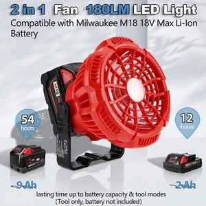 Portable Camping Fan for Milwaukee M18 18V Battery Cordless Jobsite Fan - Picture 1 of 24