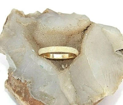 Hand Made Solid 2.5 mm 1/10 inches Wide 14K Yellow Gold Wedding Ring Stardust  - Image 1 of 4