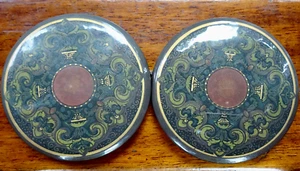 antique Edwardian BIG ornate green gold enamel double dress belt buckle -Z219 - Picture 1 of 4