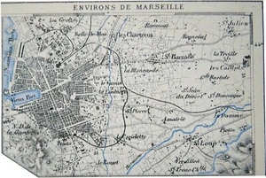 CARTE pliante des BOUCHES du RHÔNE avec PLAN de MARSEILLE au 19e - Gravure 19e - Imagen 1 de 3