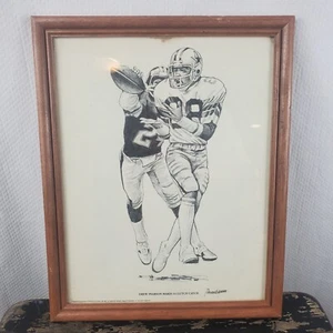 De colección Enmarcado Dallas Cowboys Drew Pearson Hace un Clutch Catch Shell Óleo 1981 Impresión - Imagen 1 de 7