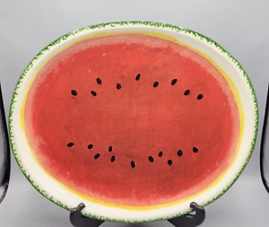 Magenta Watermelon Slice Shaped Dish 14×12  Serving Tray 3D Effect New - Picture 1 of 6